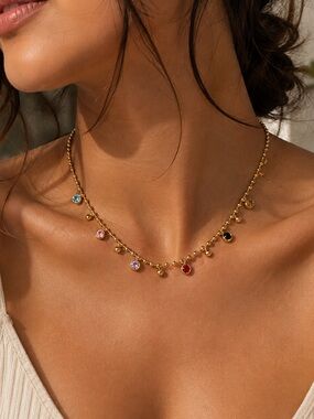 18K Gold Plated Multicolor Beaded Necklace